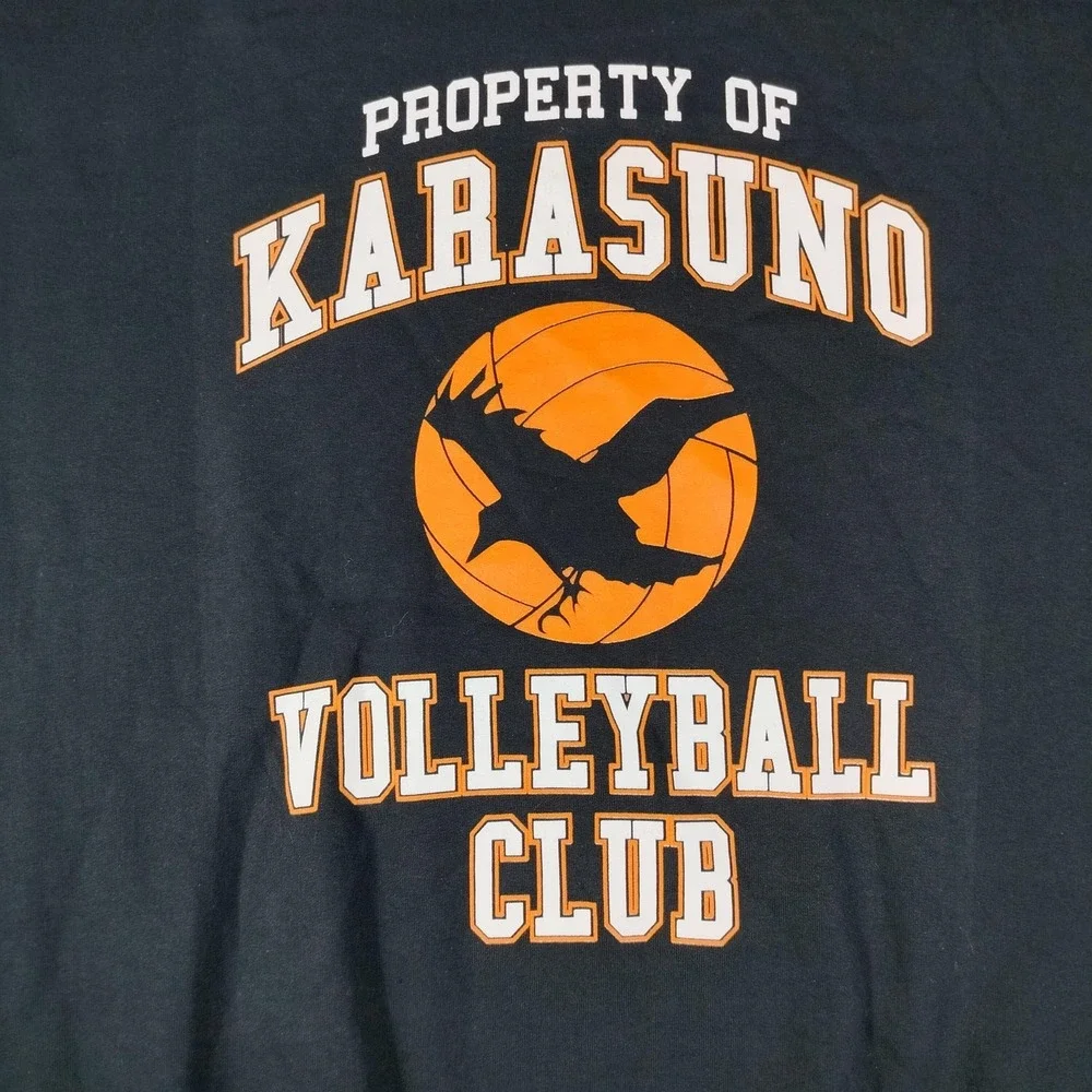 BoxLunch Sweatshirt Mens XL Black Fleece Karasuno Volleyball Club Haikyū Anime